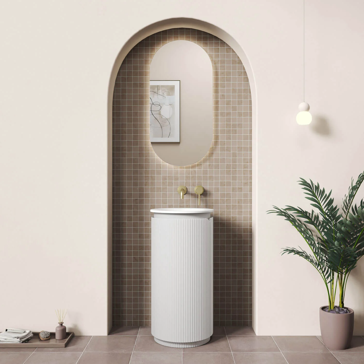 Civaro Round Fluted Compact Vanity 410mm