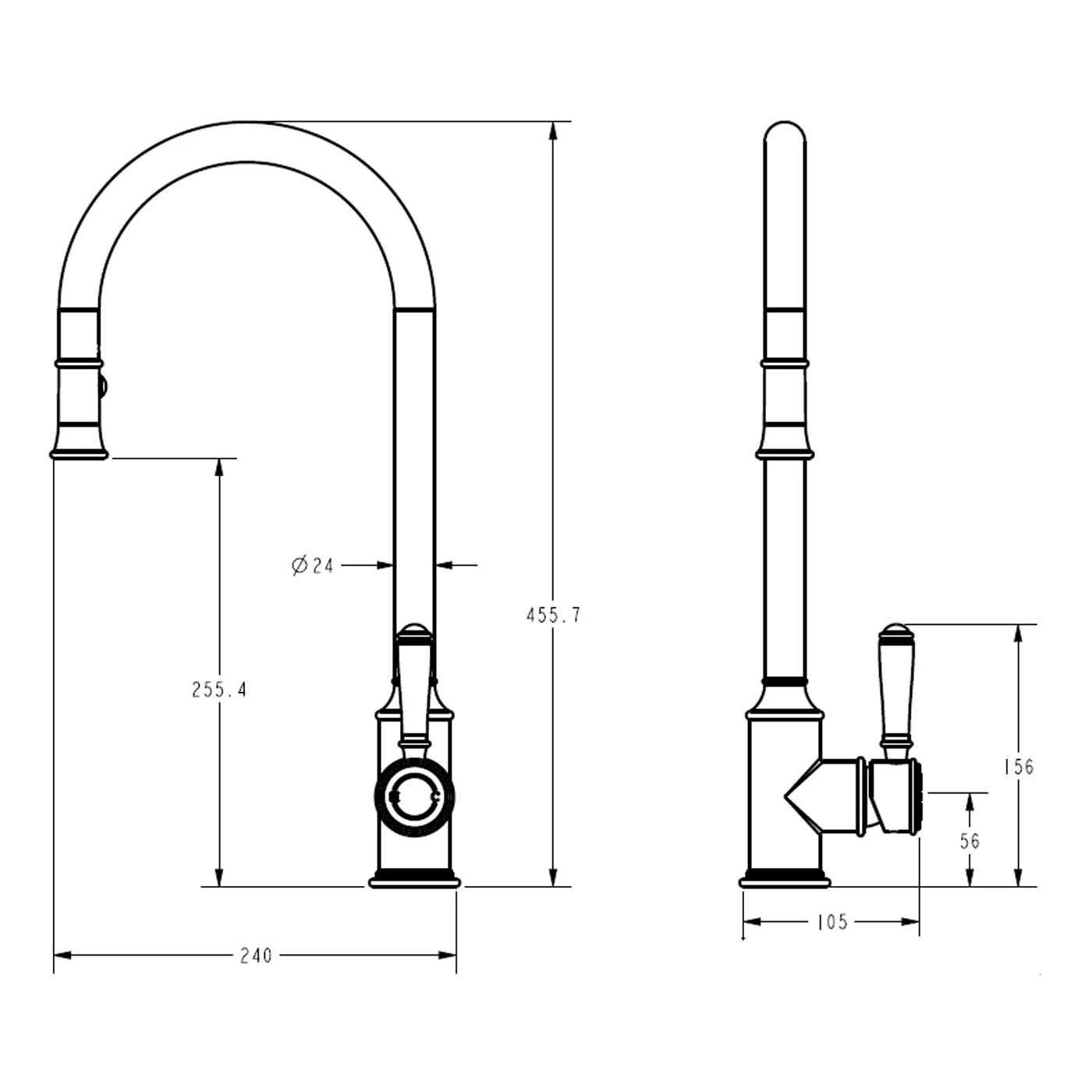 Clasico Ceramic Handle Pull Out Sink Mixer - Image 5