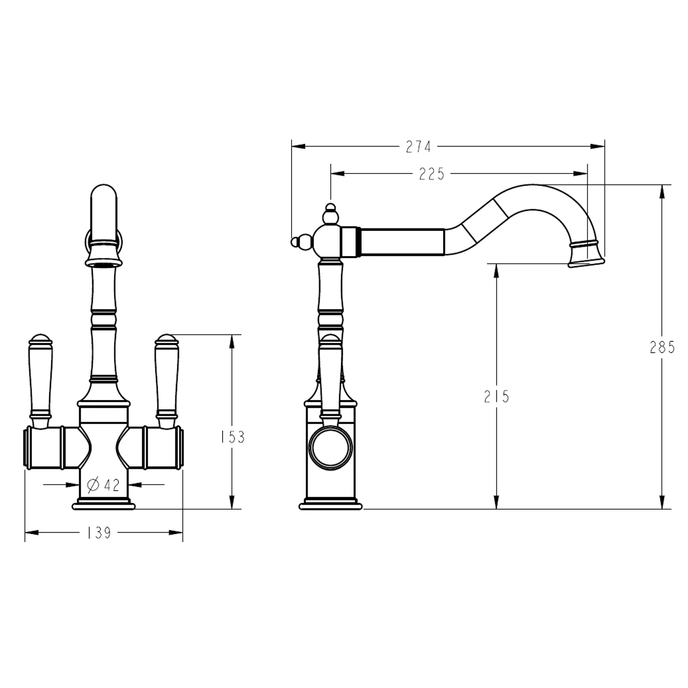 Clasico Dual Handle Sink Mixer - Image 5