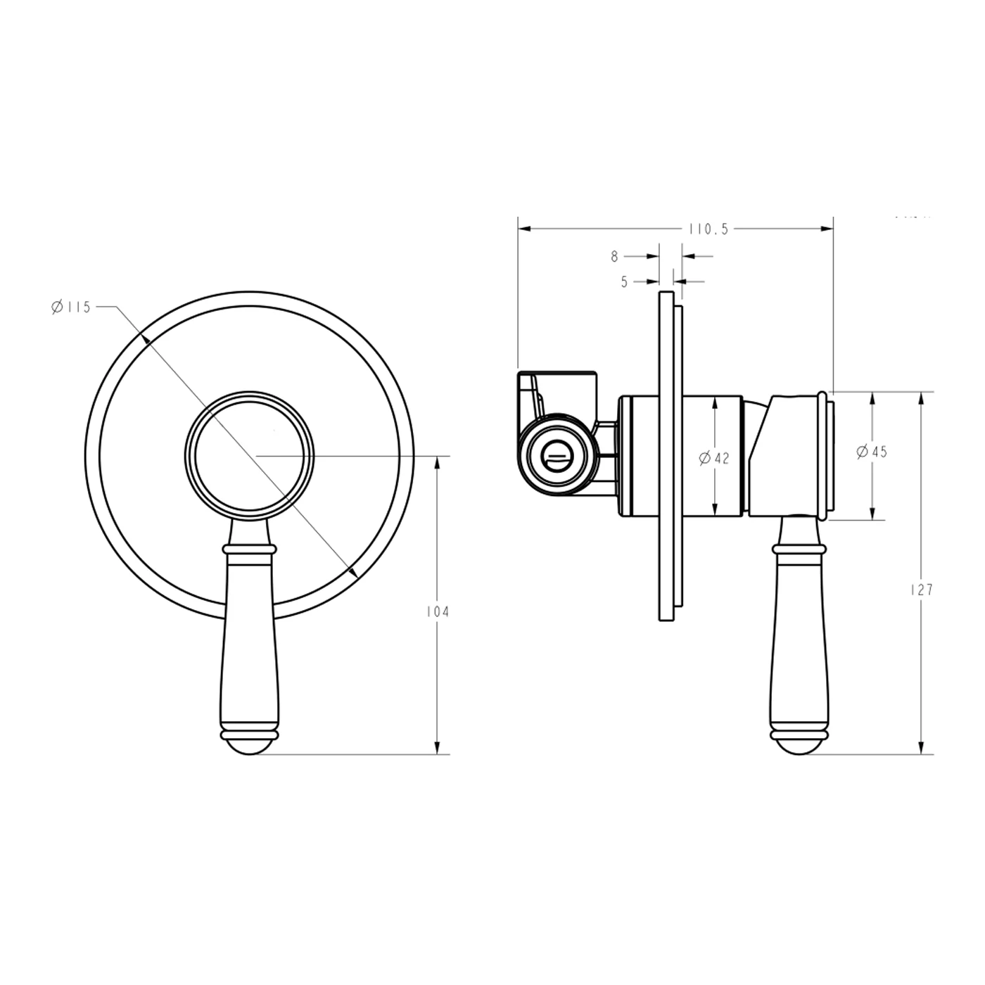 Clasico Heritage Brass Handle Wall Mixer - Image 5