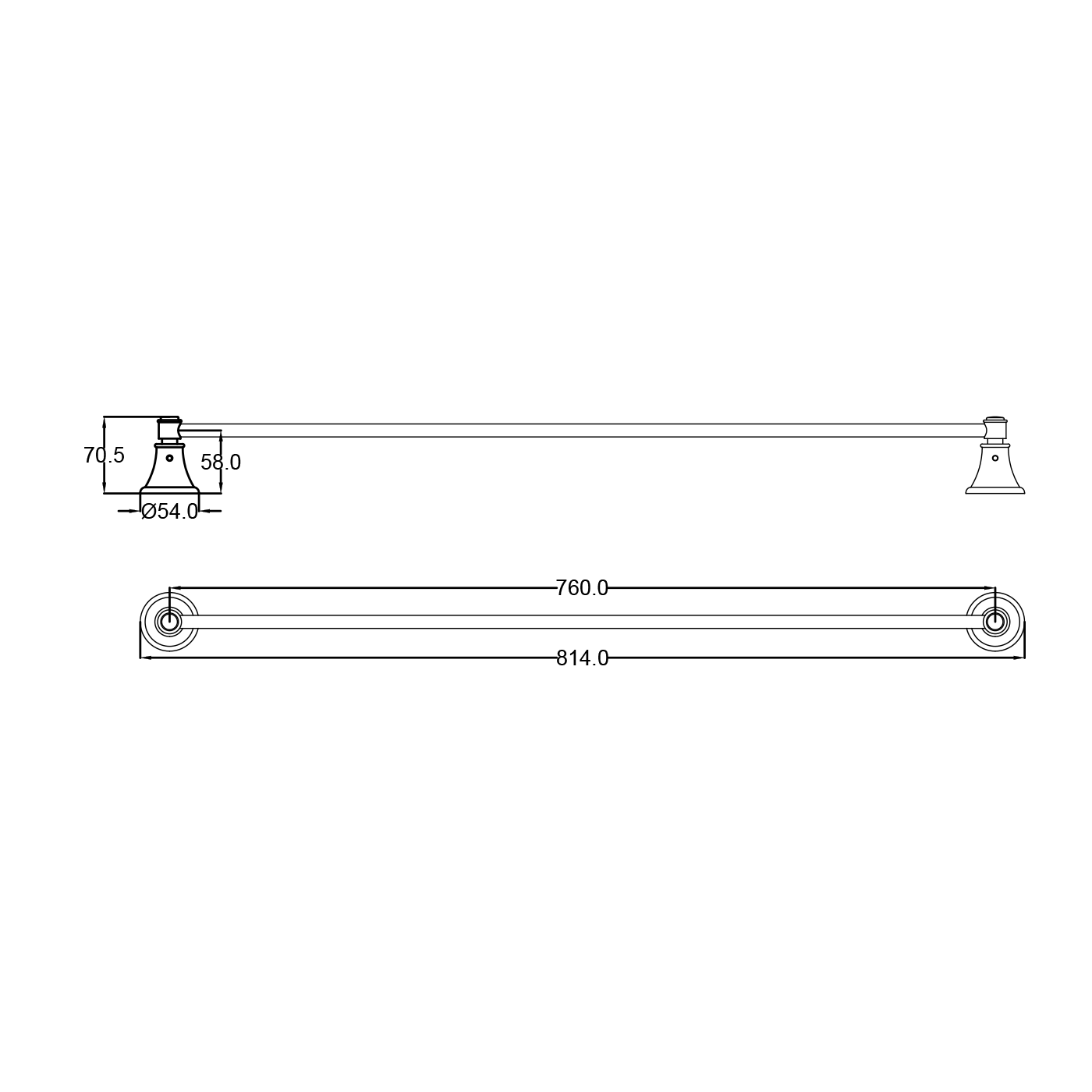 Clasico Heritage Single Towel Rail - Image 5