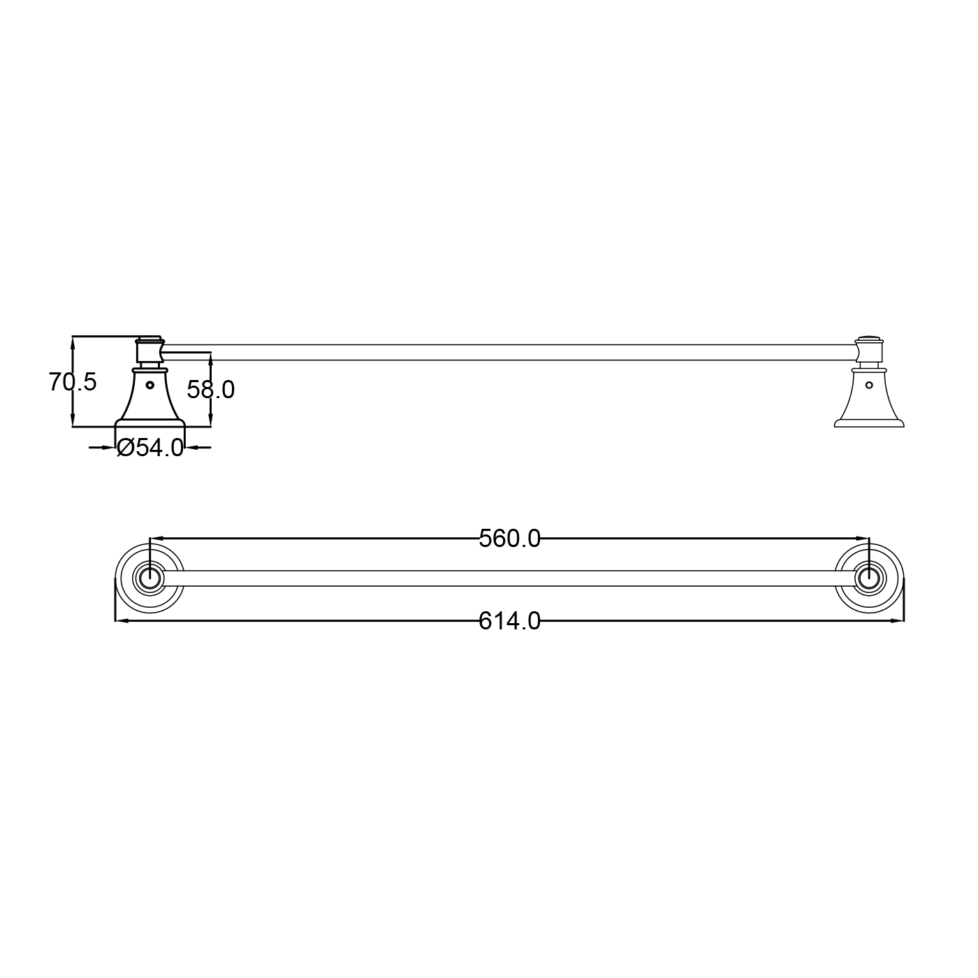 Clasico Heritage Single Towel Rail - Image 6