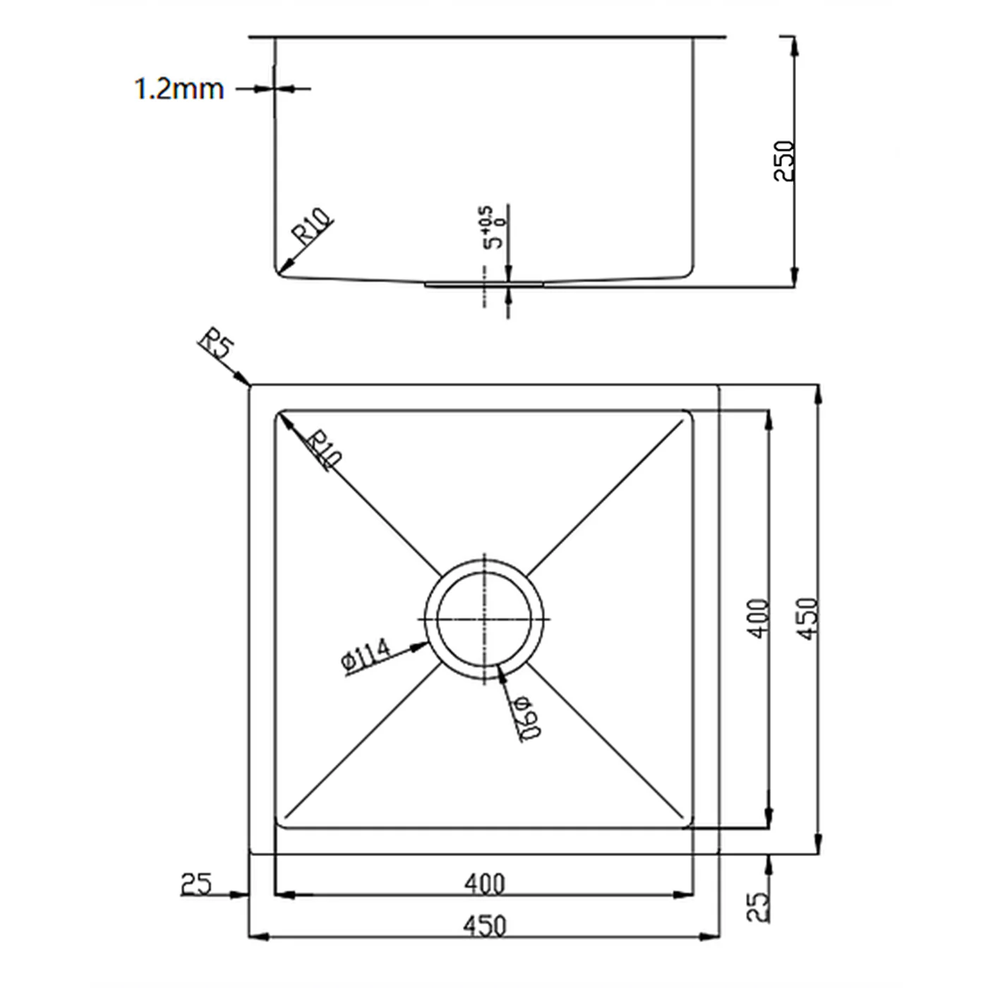CLASSIC Handcrafted Single Bowl Stainless Steel Sink 250mm Deep - Image 6