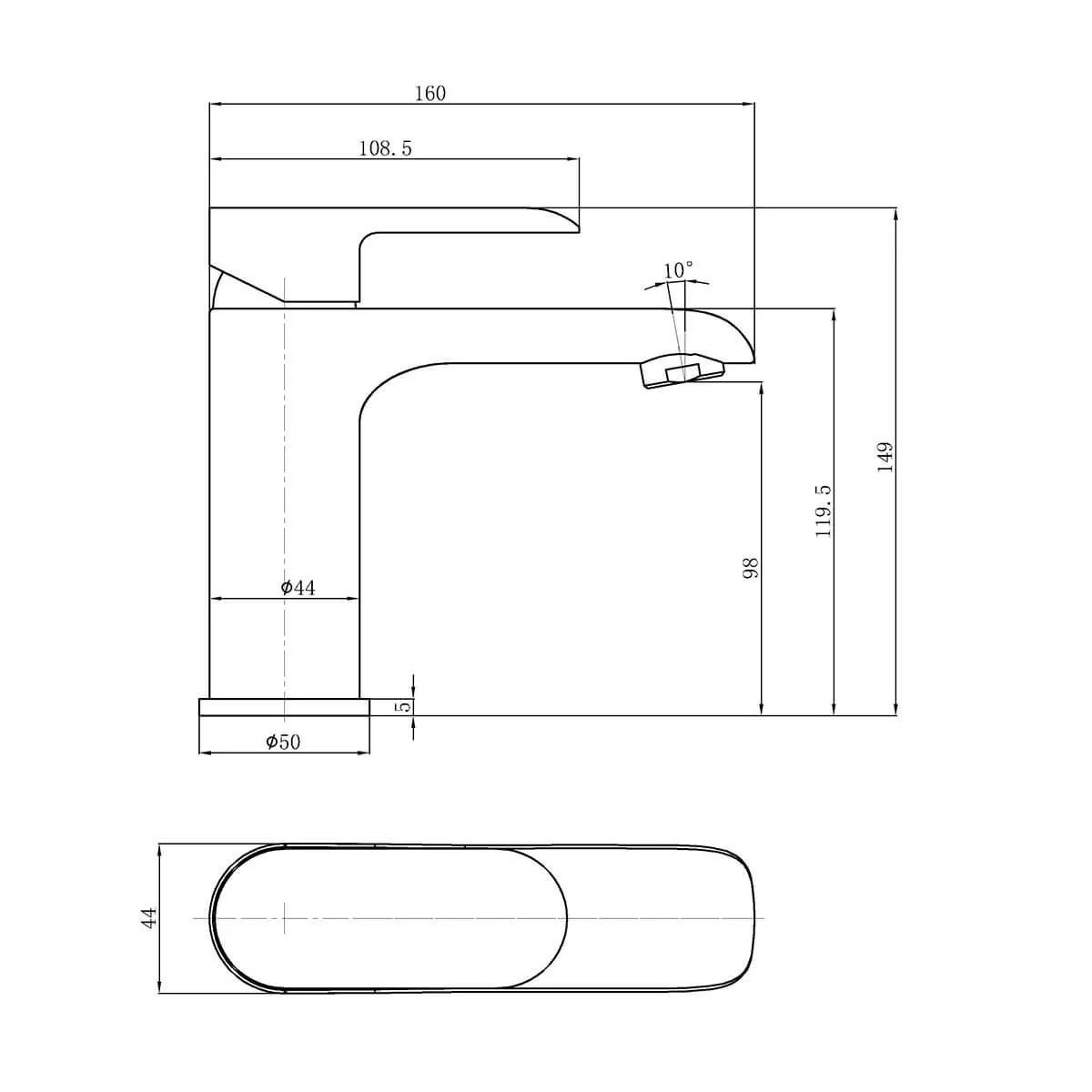 Cleo Curved Handle Short Basin Mixer - Image 4