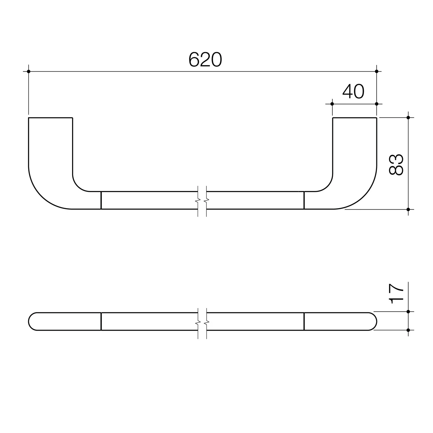 Contura II Single Towel Rail 620/820mm - Image 6