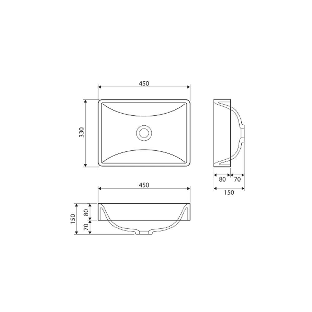 KADOS Matte White Semi-Inset Cast Stone Basin 450mm - Image 3