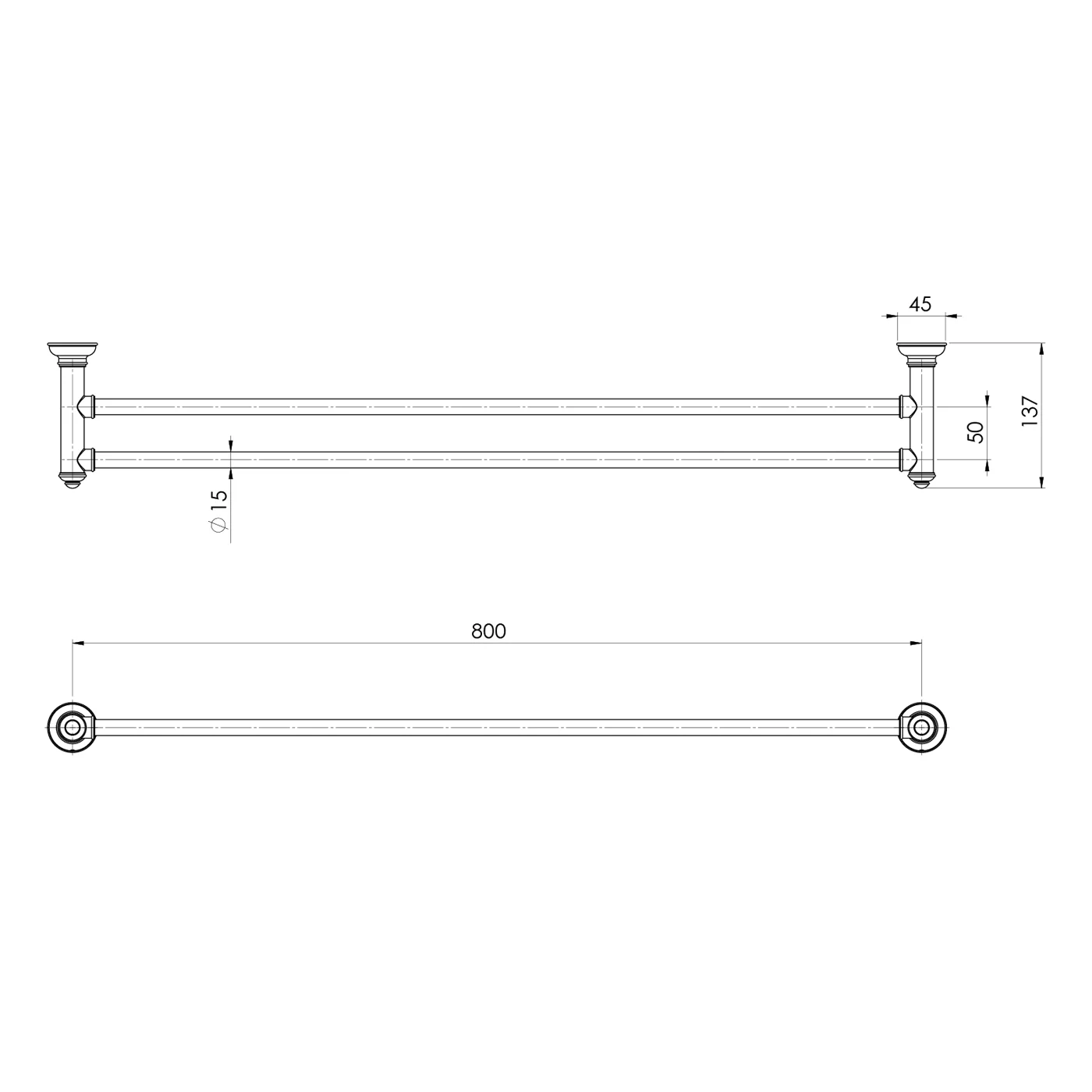 Cromford Double Towel Rail 800mm - Image 5