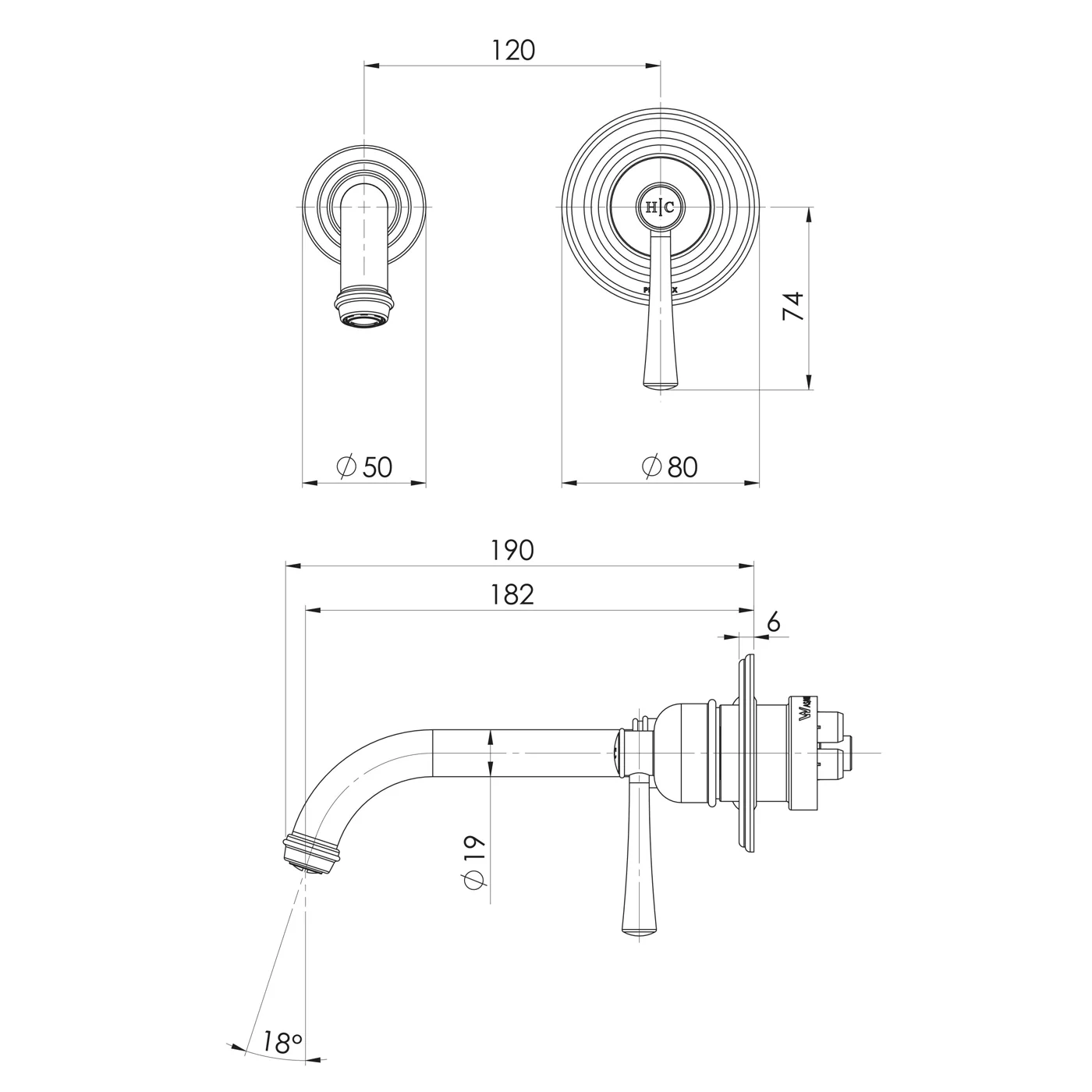 Cromford Wall Mixer Spout Set - Image 5