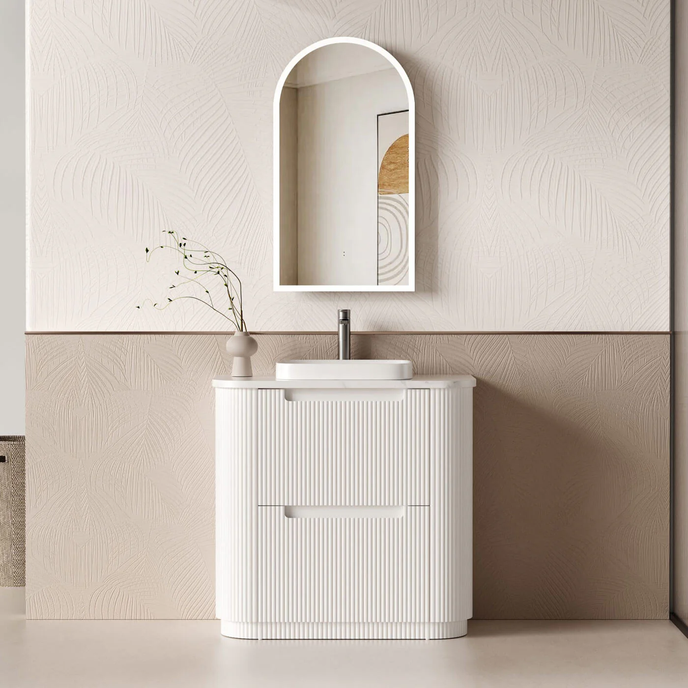 Curva Fluted Floor Mounted Vanity - Image 3