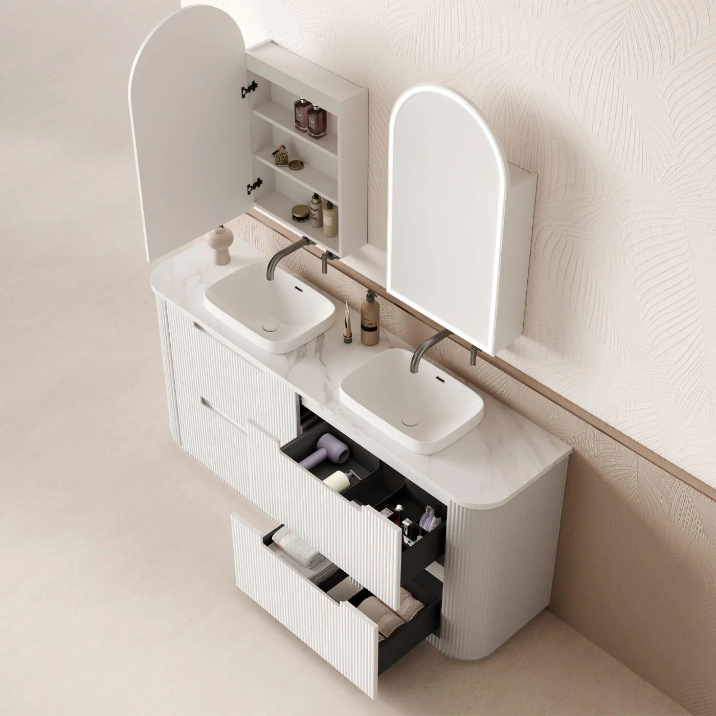 Curva Fluted Floor Mounted Vanity - Image 6