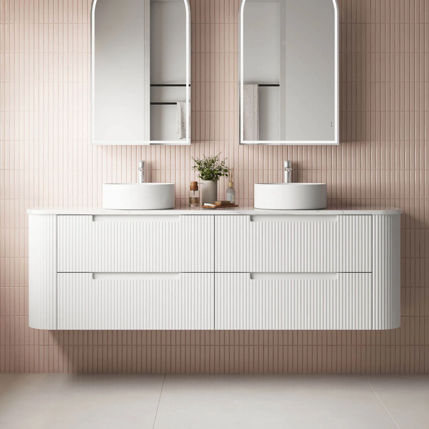 Curva Matte White Curved Wall Hung Vanity - Image 5