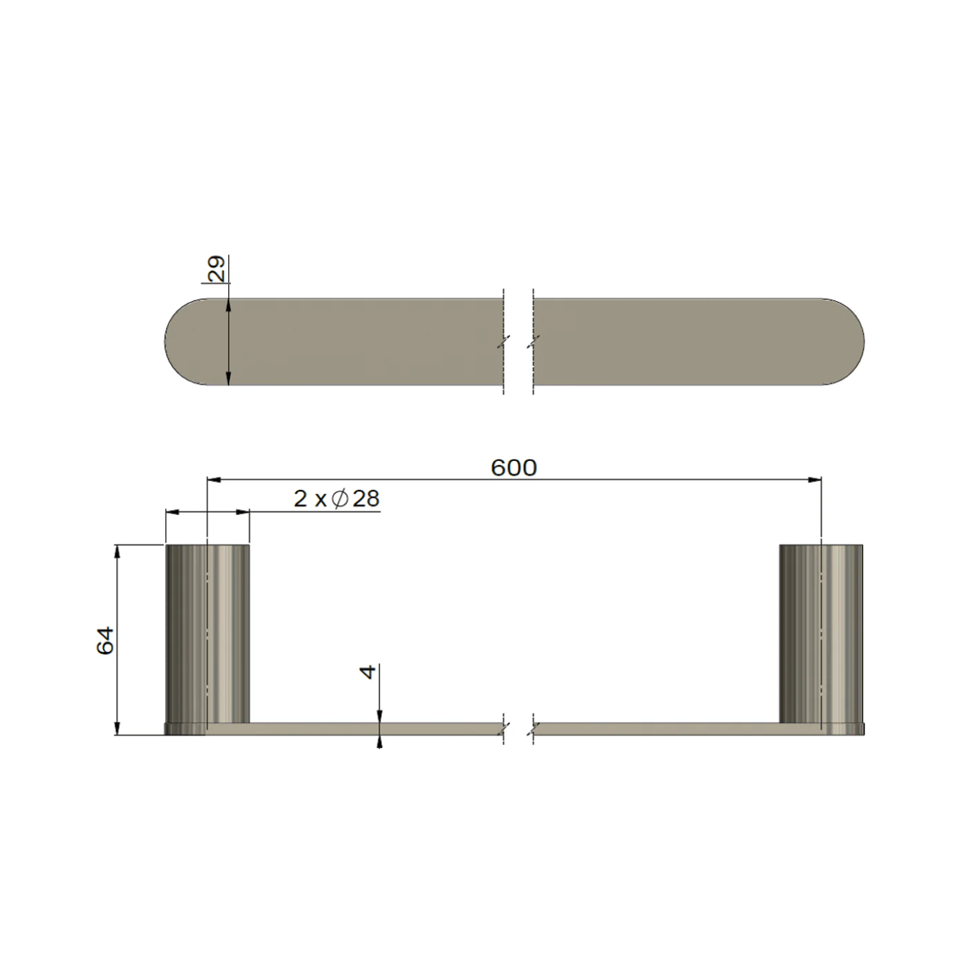 Curvae Single Towel Rail 600mm - Image 8