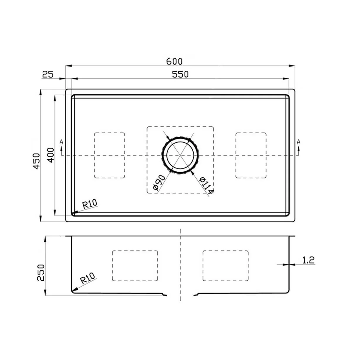 Deluxe Single Bowl Stainless Steel Sink 250mm Deep - Image 6