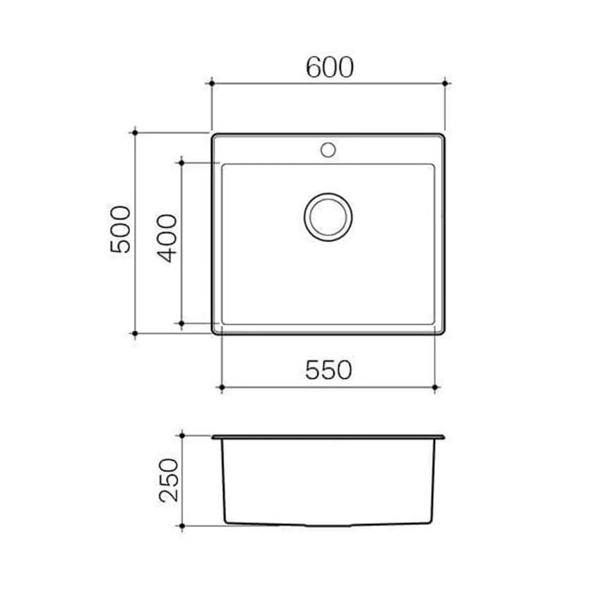 Deluxe Stainless Steel Sink with Tap Hole 250mm Deep - Image 6