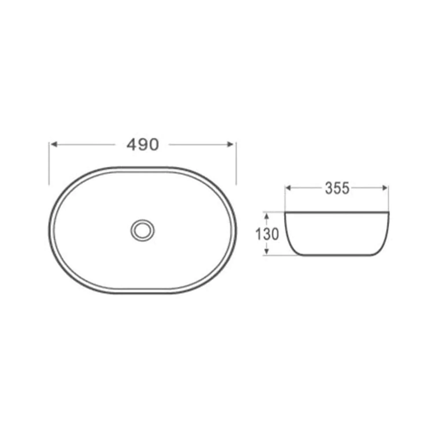 Dublin Above Counter Curved Oval Basin 490x350mm - Image 5