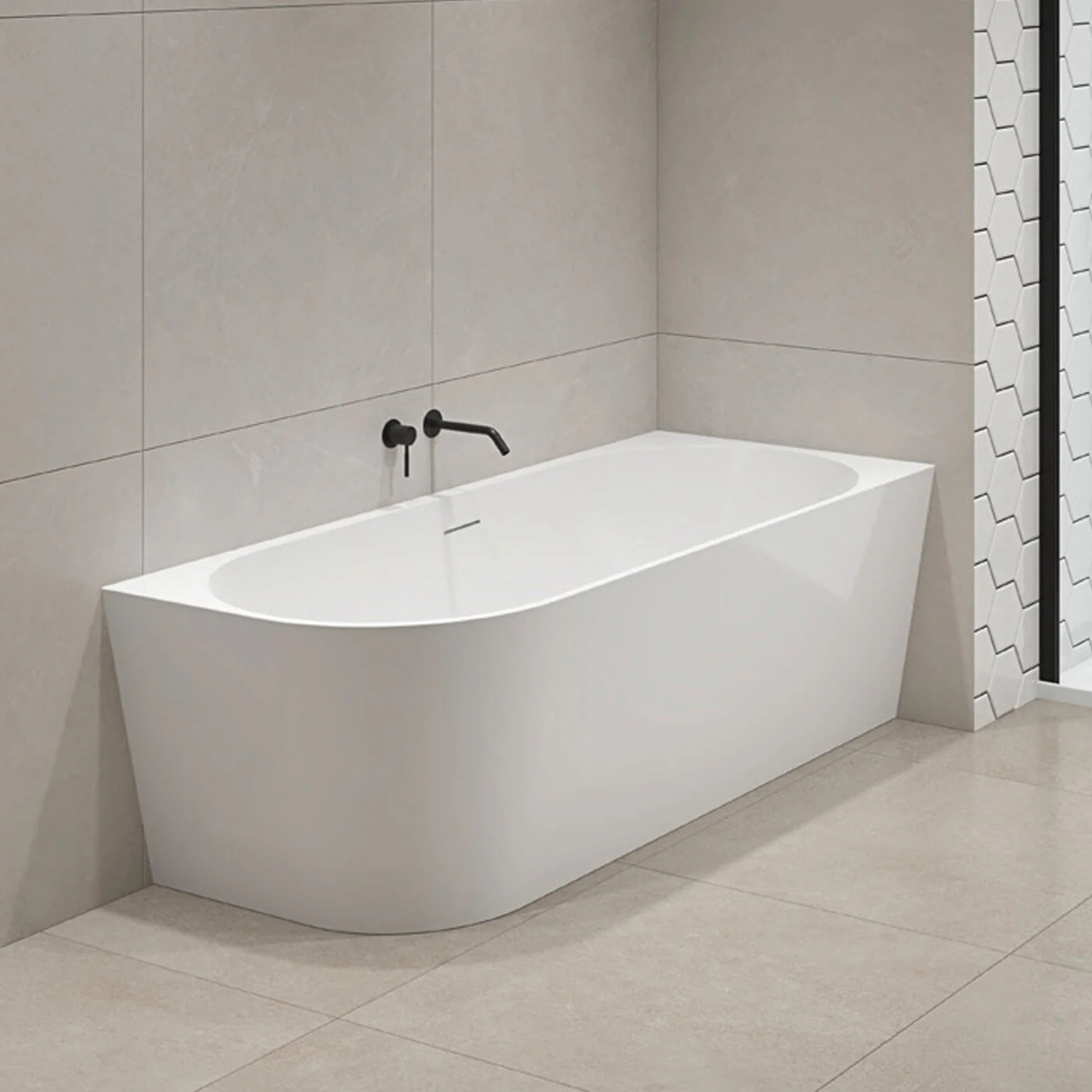 Eco Corner Overflow Bathtub Gloss White - Image 2