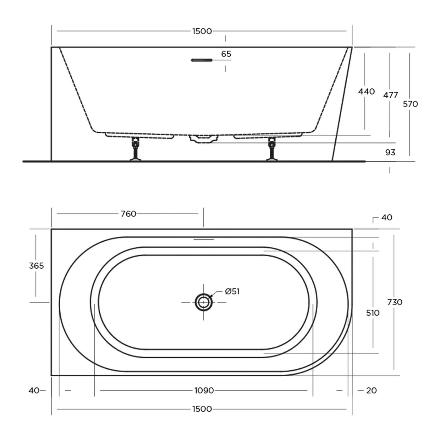 Eco Corner Overflow Bathtub Gloss White - Image 4
