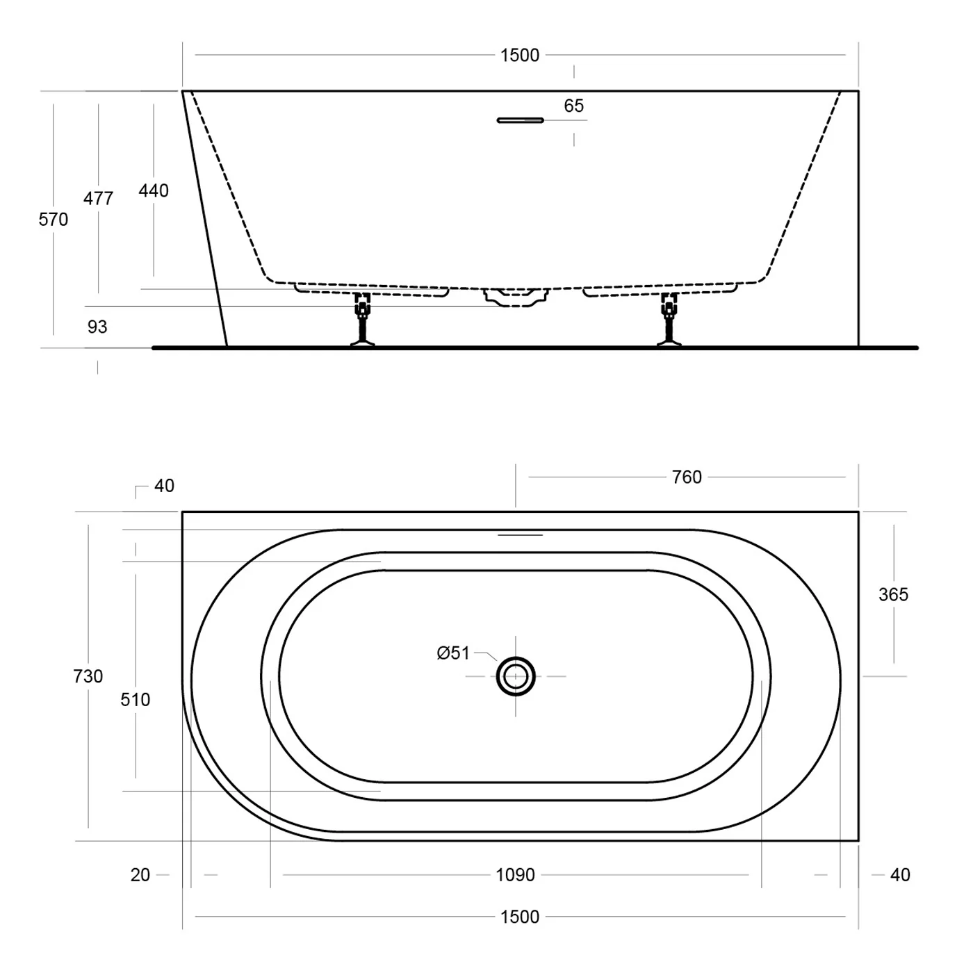 Eco Corner Overflow Bathtub Gloss White - Image 7