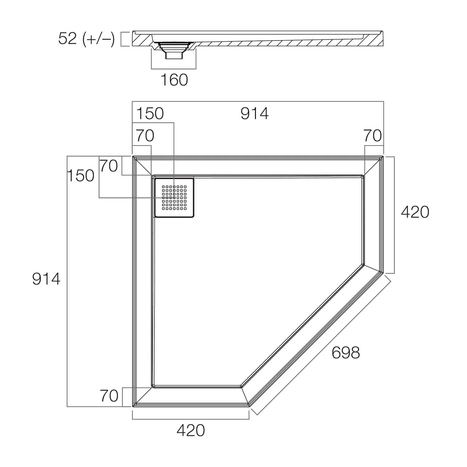 ECO Stonelite Corner Shower Base - Image 3