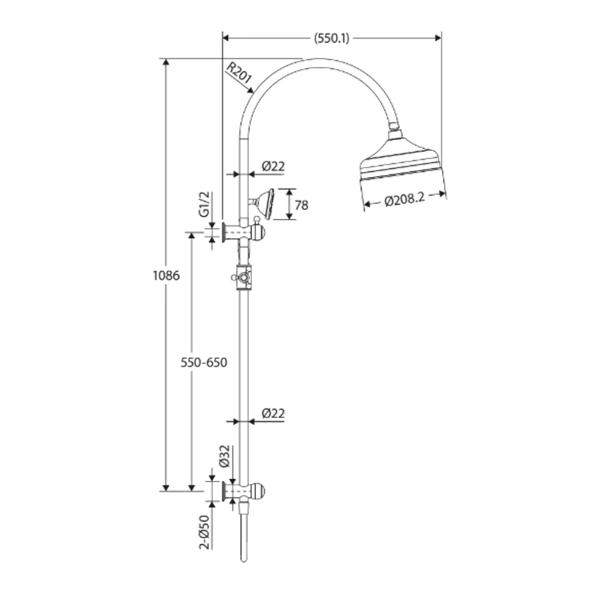 Eleanor Shower Twin System Hamptons Vintage Shower Set - Image 5