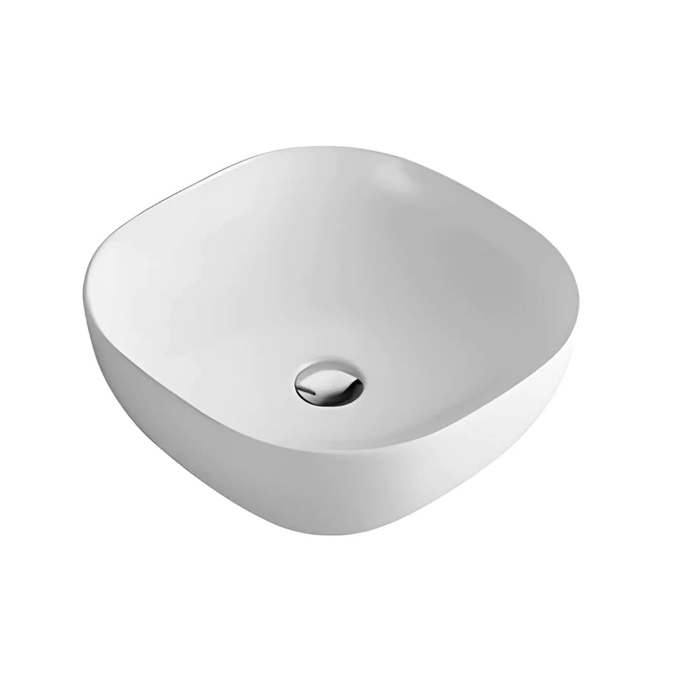 Elegant Soft Square Above Counter Ceramic Basin 370mm - Image 2