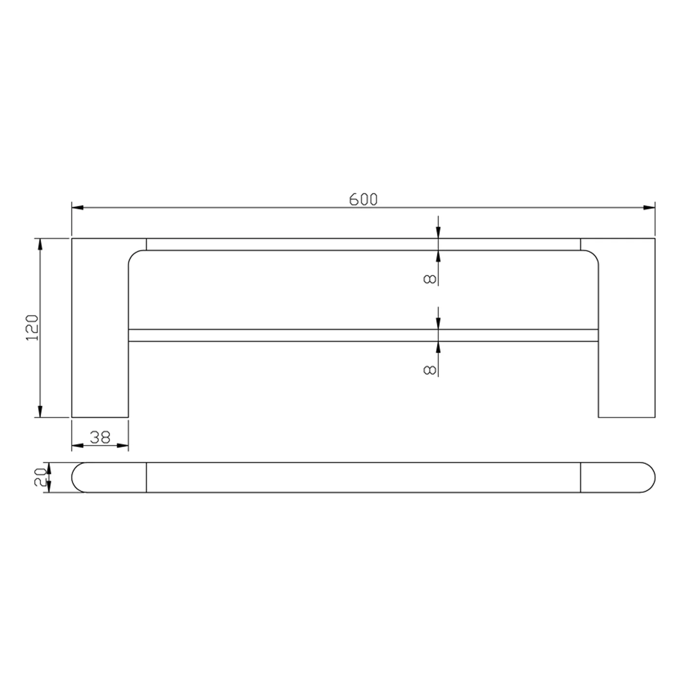 Eli Double Towel Rail 600mm/800mm - Image 6