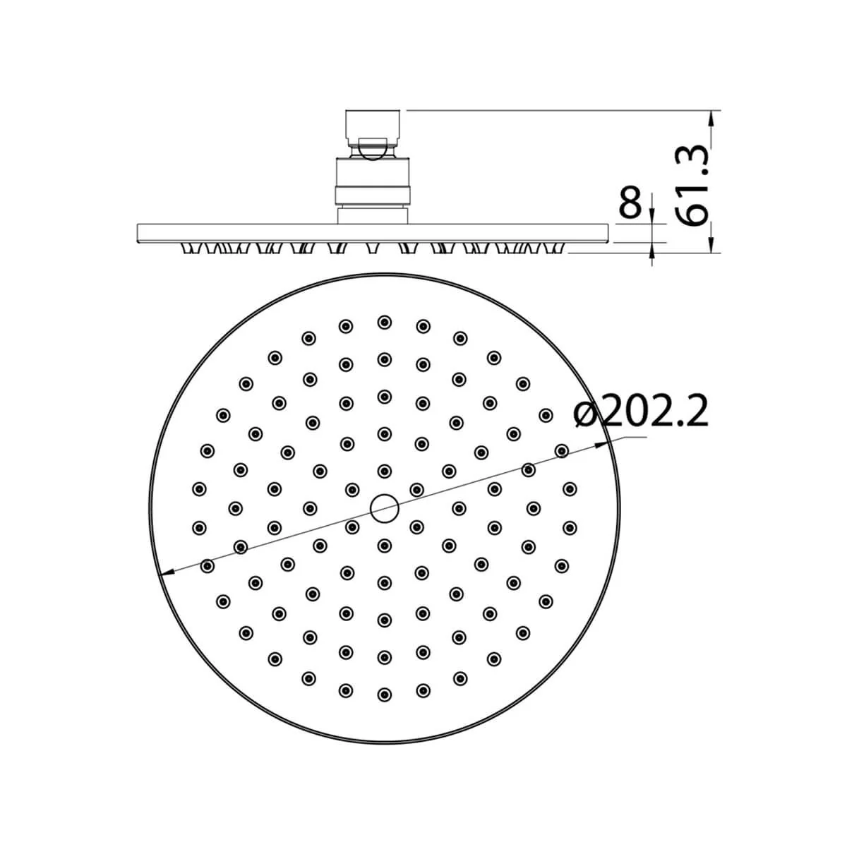 Eli Flat Round Brass Shower Head 200mm - Image 6