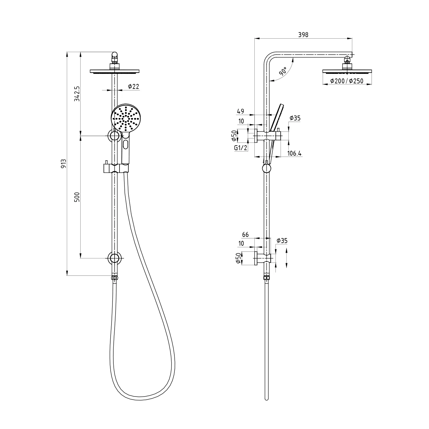 Eli Round Twin Overhead Rain Shower Rail Set - Image 6