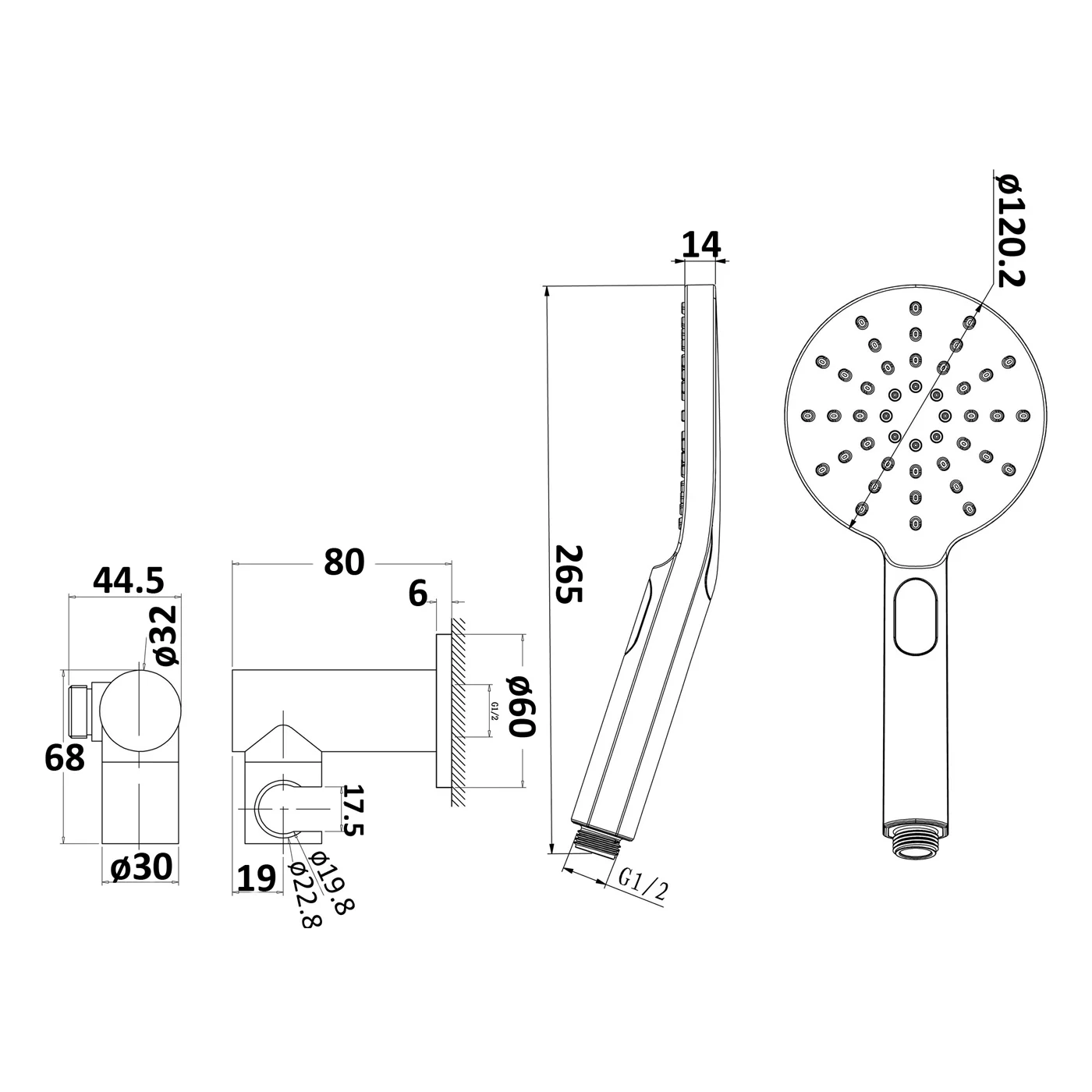 Eli Round Removable Shower Handset - Image 6
