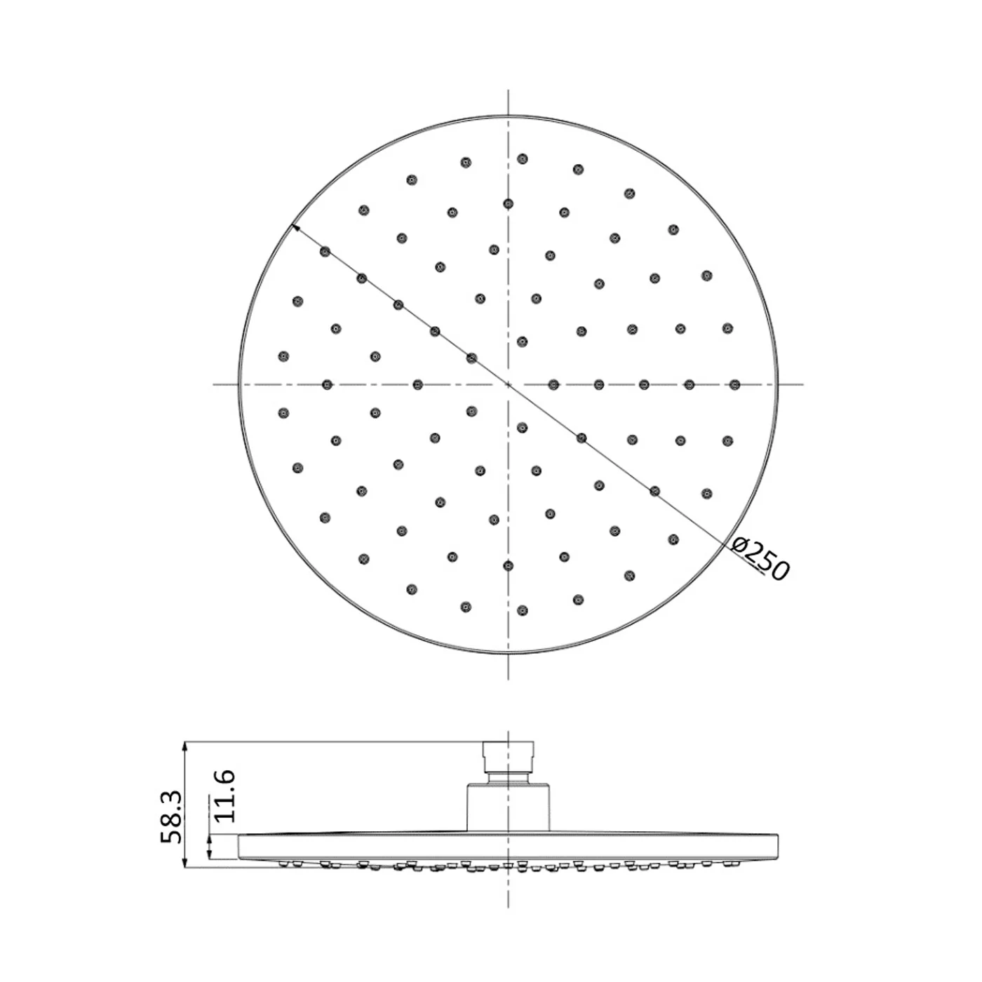 Eli Thick Round Shower Head 200/250mm - Image 7