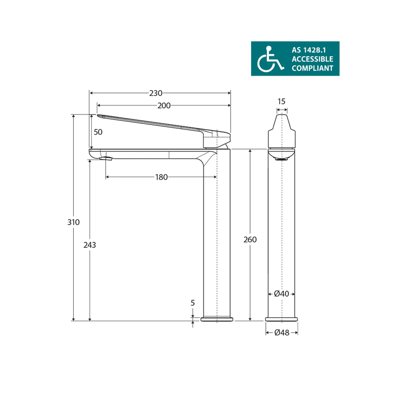 Empire Slim Care Cold Start Tall Basin Mixer - Image 7