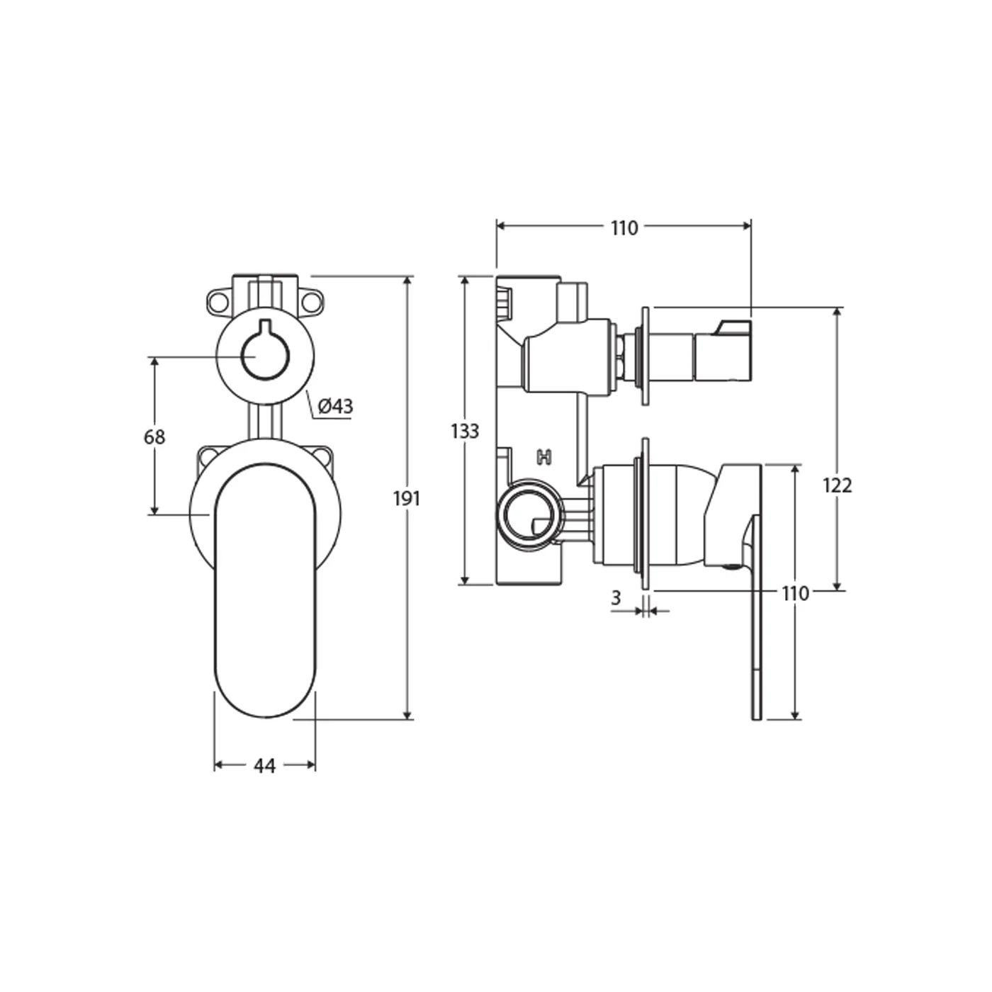 Empire Slim Diverter Wall Mixer - Image 6