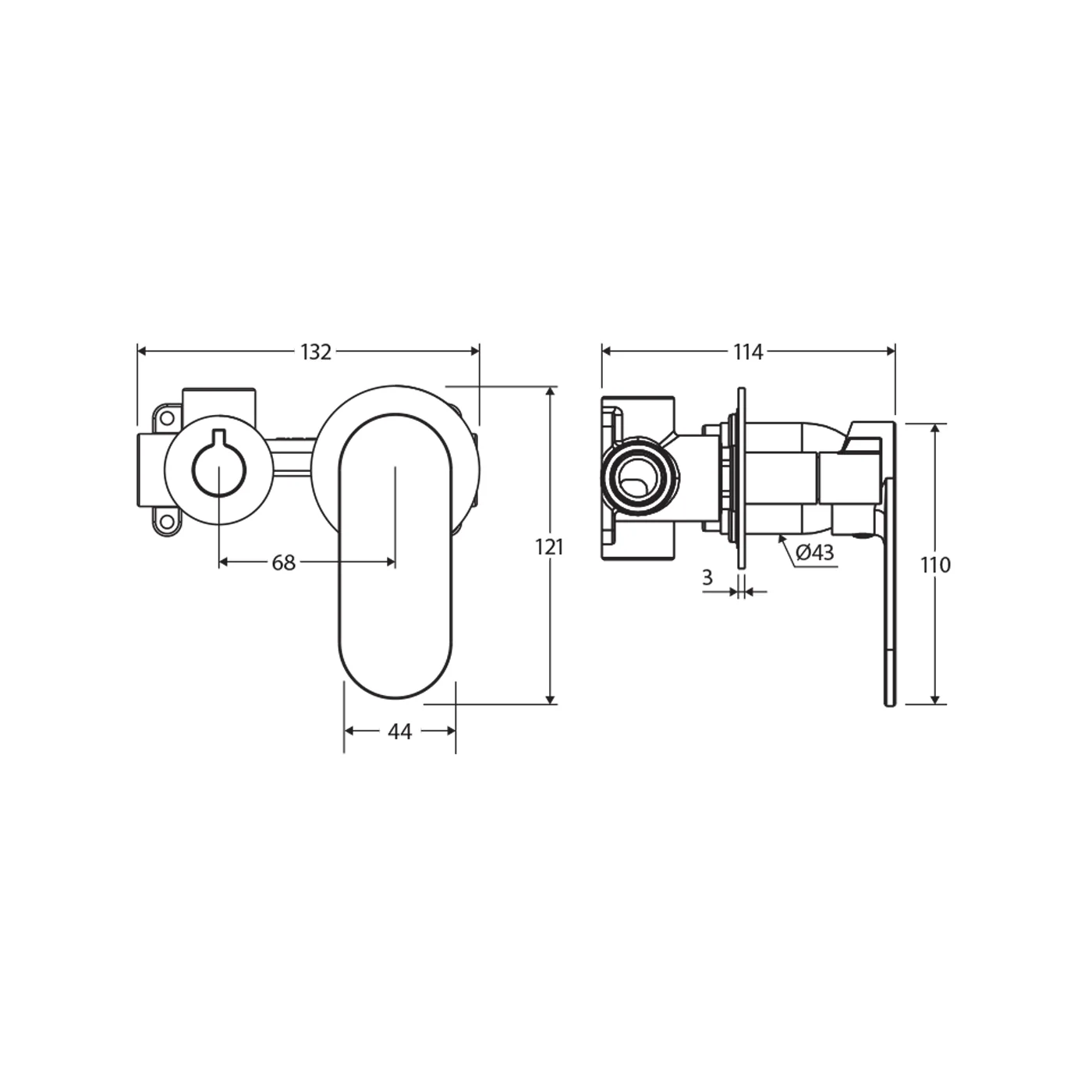 Empire Slim Horizontal Diverter Wall Mixer - Image 6
