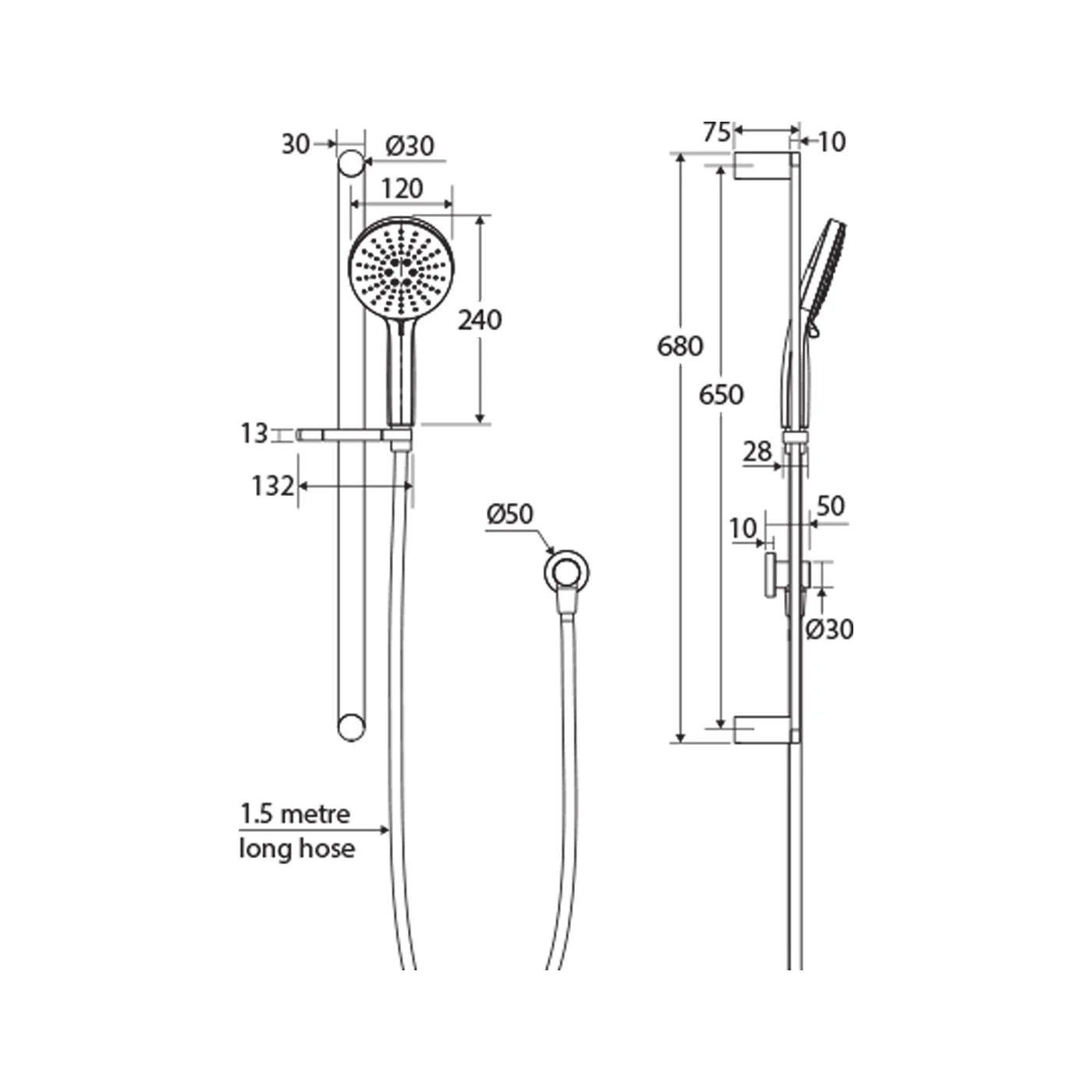Empire Slim Sliding Shower Rail - Image 6