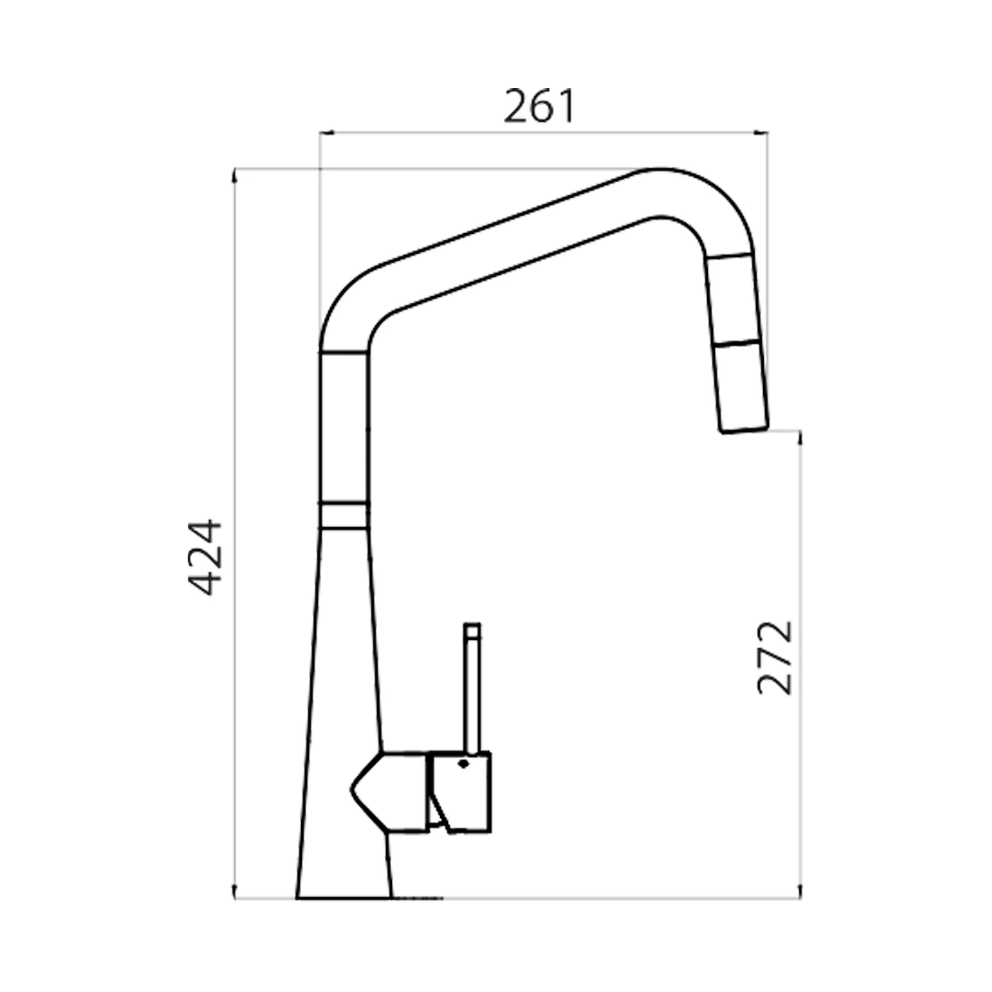 Essente Square Gooseneck Pull Out Sink Mixer - Image 7