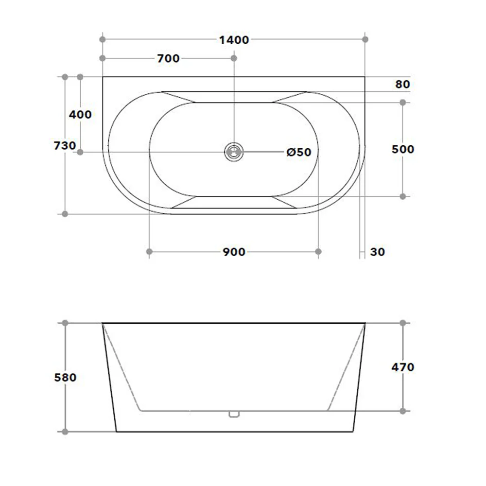 Eve Acrylic Back to Wall Bathtub - Image 5