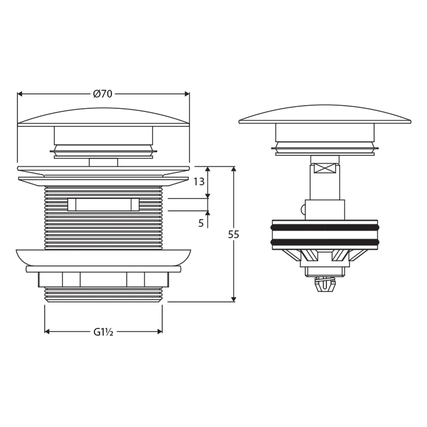 Fienza Universal Bathtub Pull-Out Pop Up Waste - Image 9