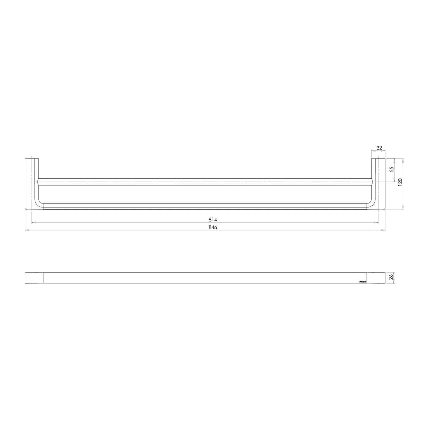 Gloss Double Towel Rail 800mm - Image 6