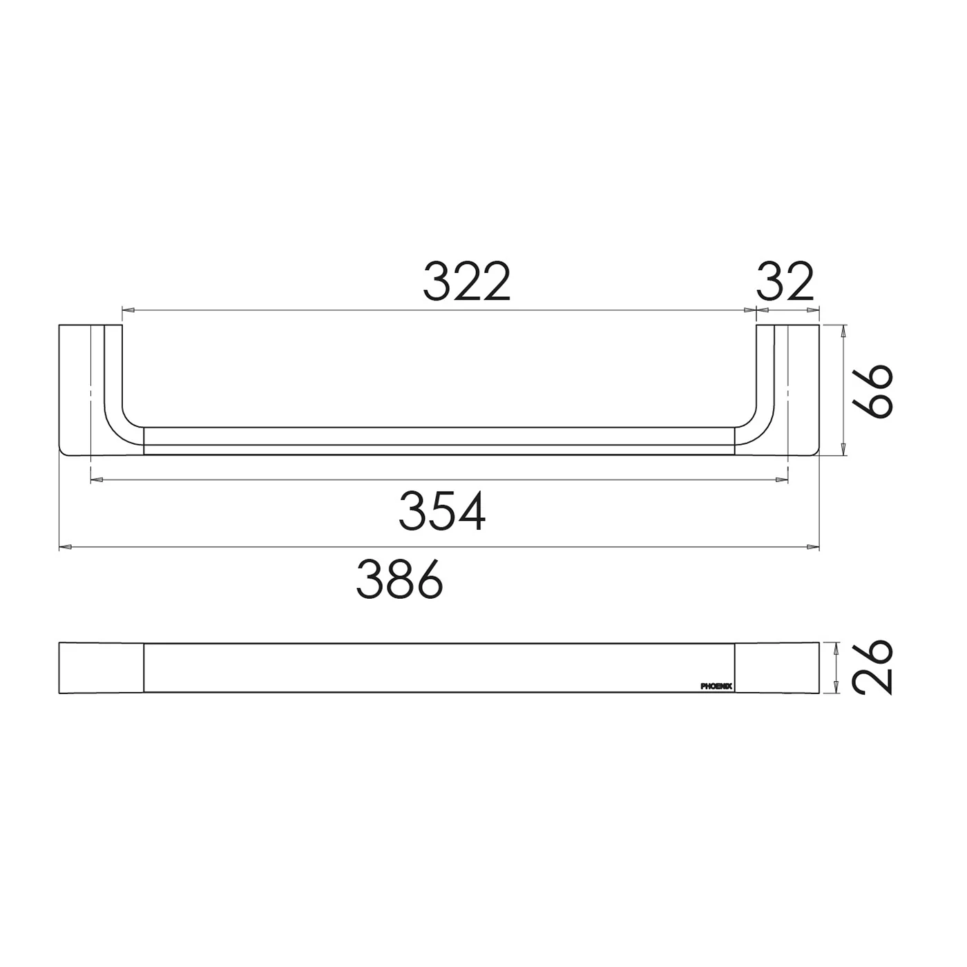 Gloss Hand Towel Rail 320mm - Image 6