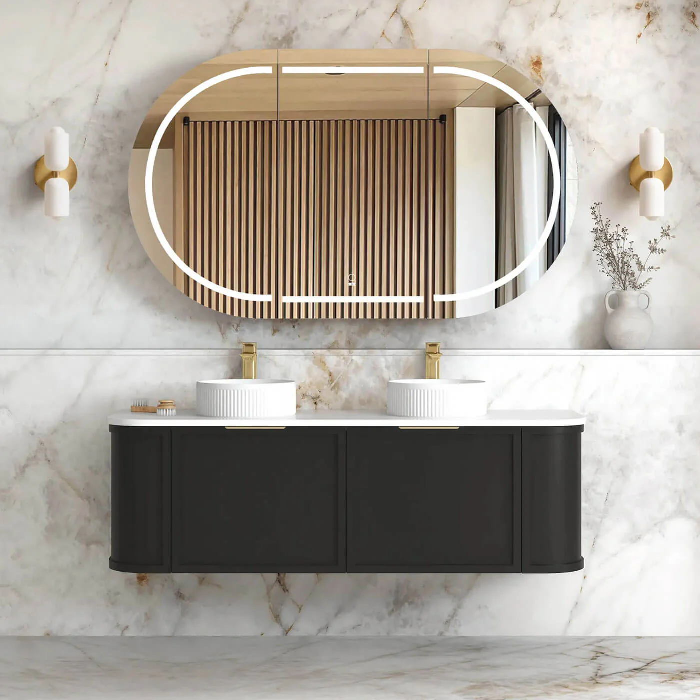 Hampshire Black Curved Wall Hung Vanity - Image 6