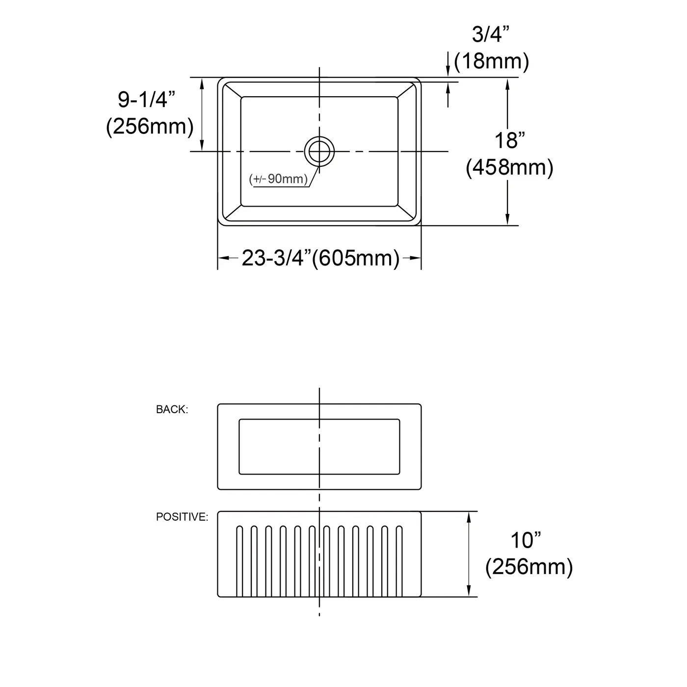 Hampshire Single Butler Farmhouse Sink 605x458x256mm - Image 3
