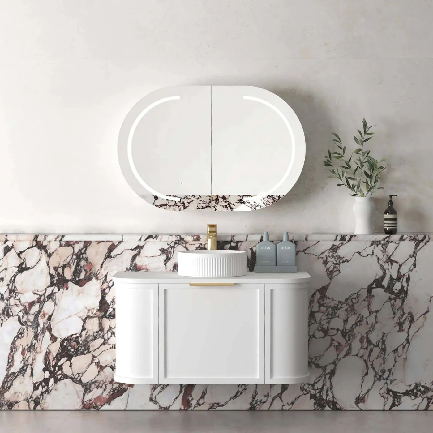 Hampshire White Curved Wall Hung Vanity - Image 5