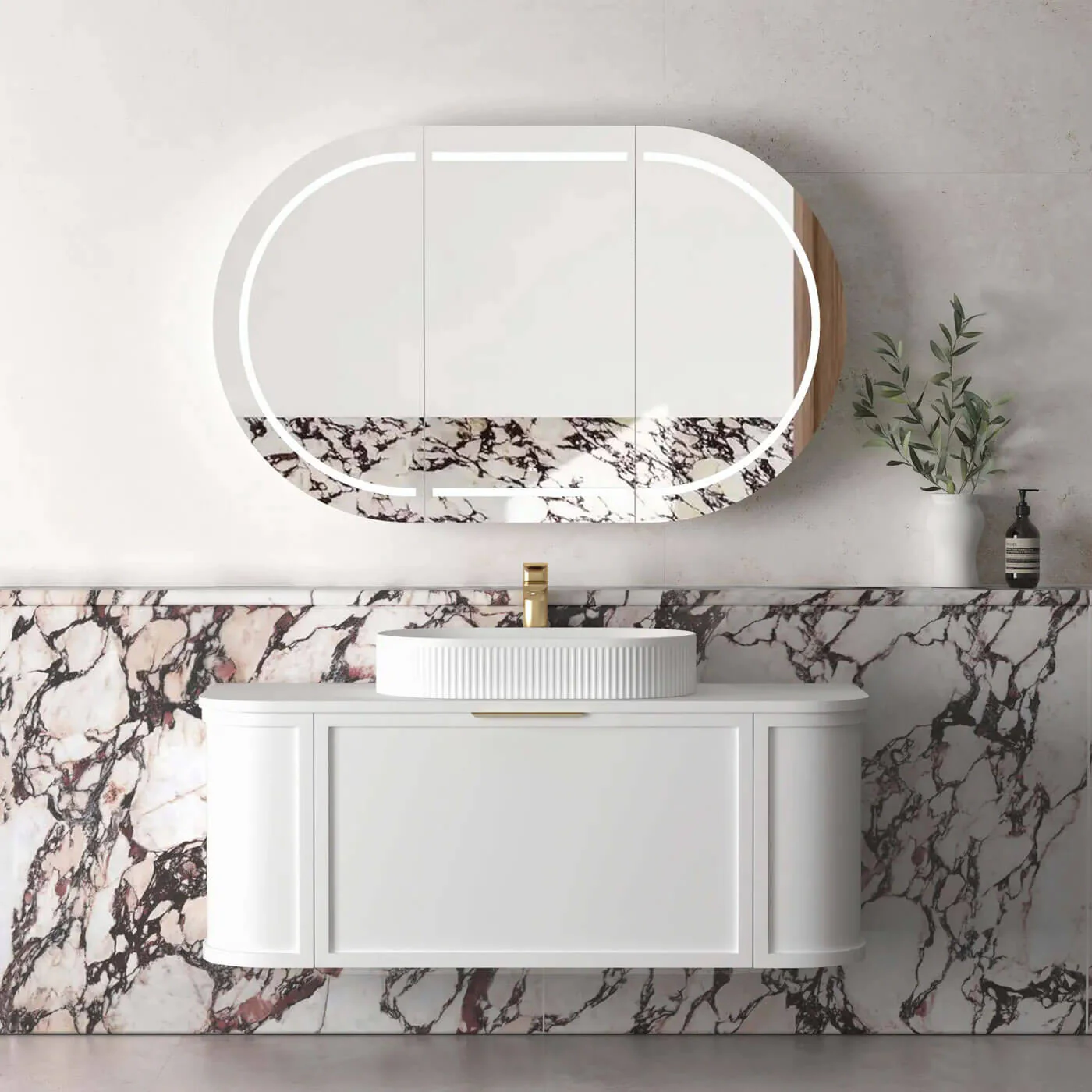Hampshire White Curved Wall Hung Vanity - Image 6