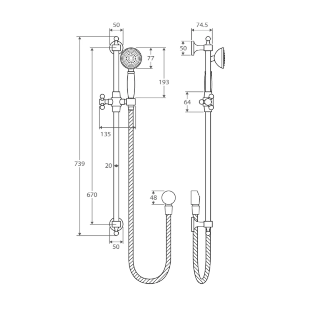 Eleanor Hamptons Vintage Rail Shower Set - Image 5