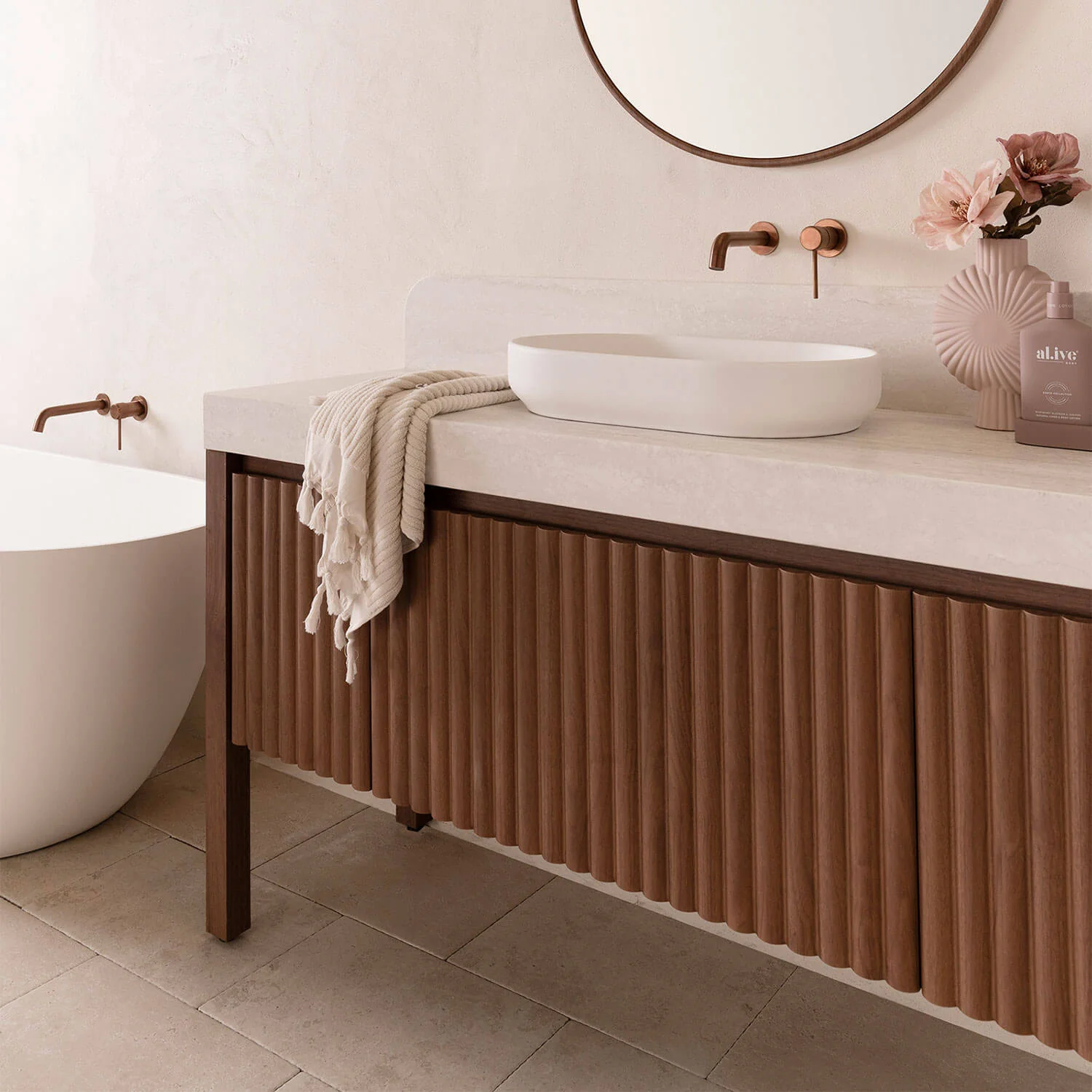 Harper Fluted Vanity with Legs - Image 26