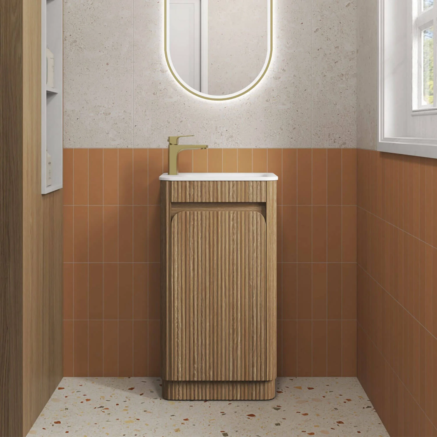 Hartelle Curved Fluted Compact Vanity 450mm