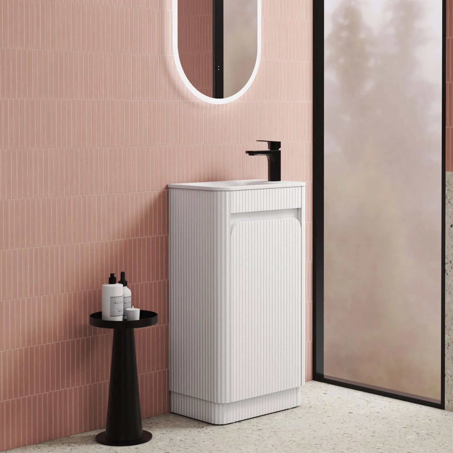 Hartelle Curved Fluted Compact Vanity 450mm - Image 4