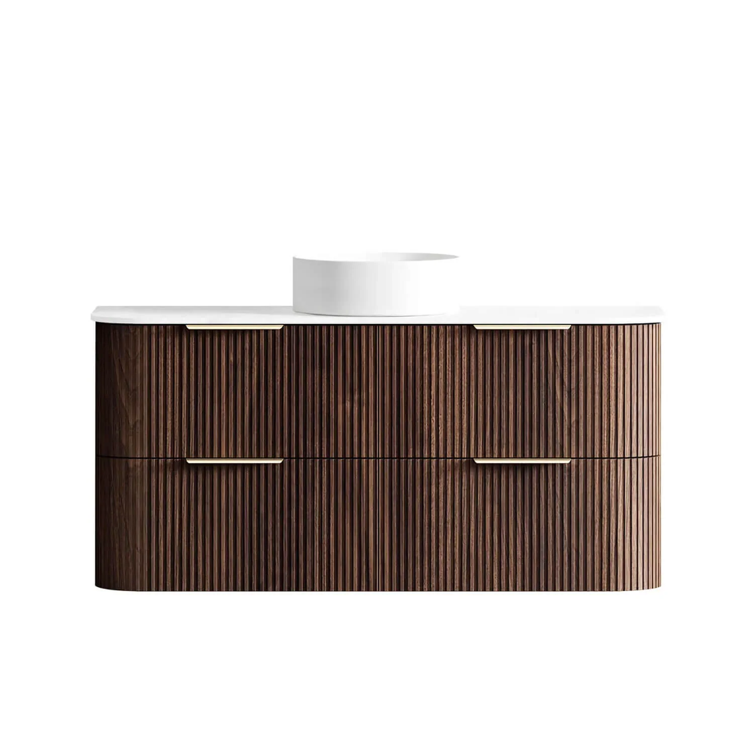 Havana Walnut Fluted Curved Wall Hung Vanity - Image 2