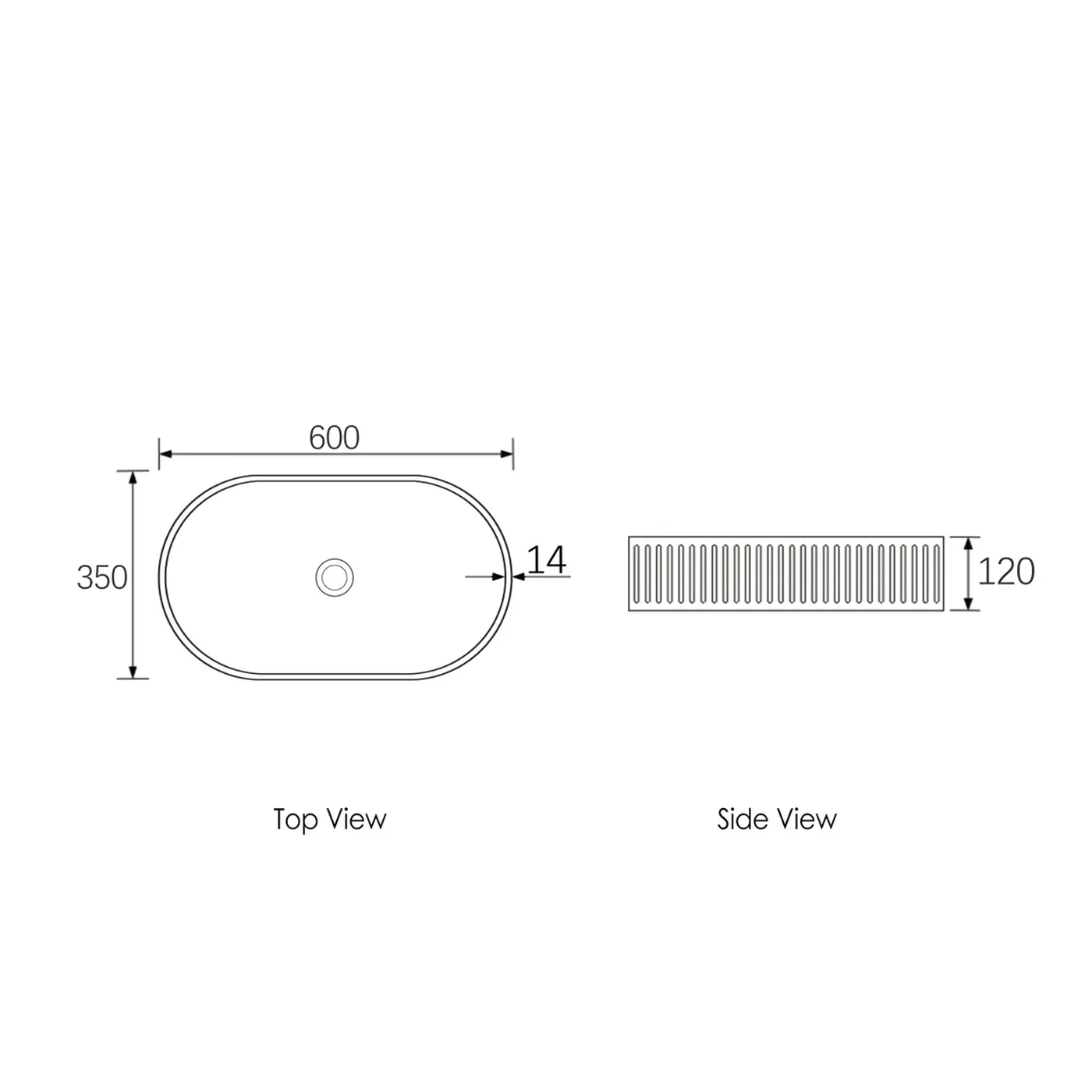 Hudson Concrete Oval Above Counter Basin 600x350mm - Image 3