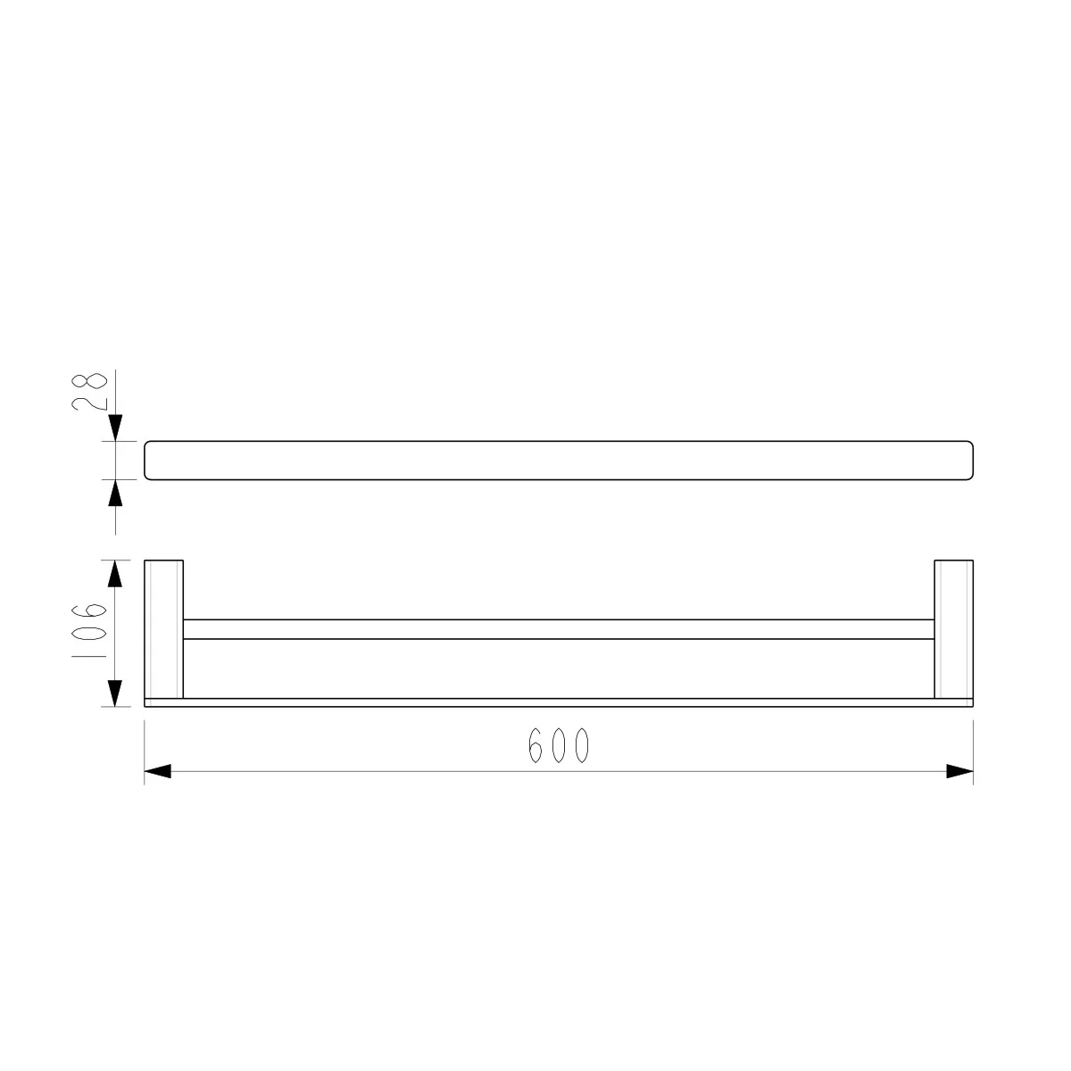 Iris Double Towel Rail Square 600/800mm - Image 6